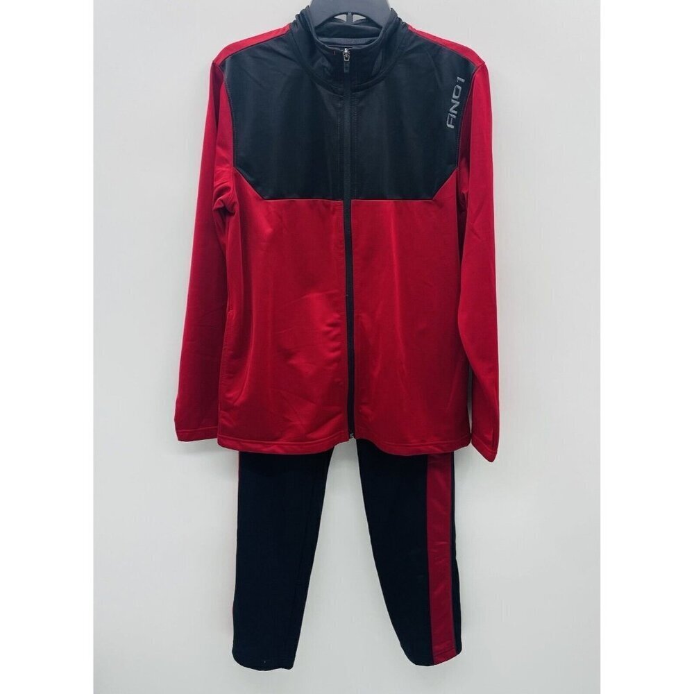 And1 Mens Size Small 2 Piece Active Tracksuit with Jacket and Pants in Black/Red